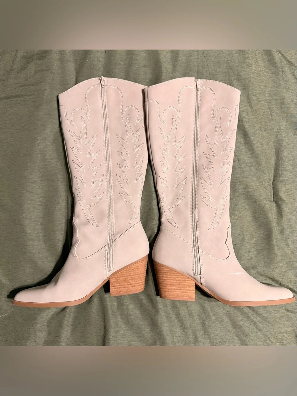 LC Lauren Conrad Cream Over-the-Knee Western Boots